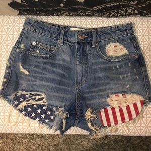 American flag jean shorts